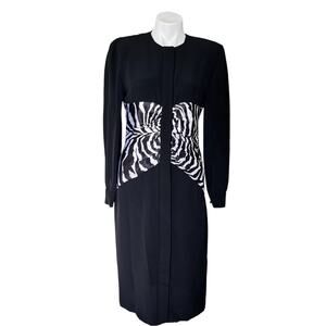 Vintage 80s Chetta B black white zebra print button front size 8